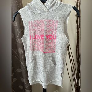 Forever 21 | Sweatshirt Hoodie Vest | Girls 5/6 | Grey, hot pink letters